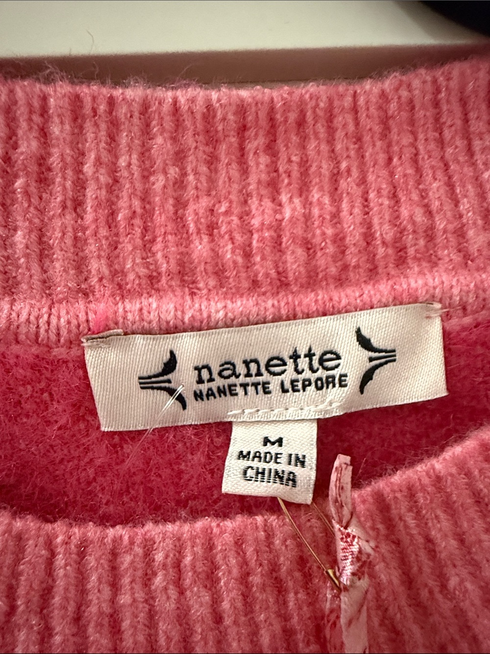 Nanette Lepore Hot Pink Floral Pearl-Embellished Crewneck Sweater - Picture 2 of 5